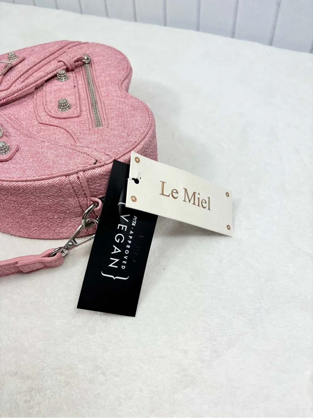 Le Miel Pink Heart Crossbody Bag Studded Buckle Y2K  Purse